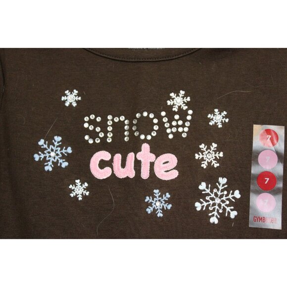 2008 Gymboree Winter Snowflake Brown Shirt SNOW CUTE Rhinestones Snowflakes sz 7 - Picture 3 of 5